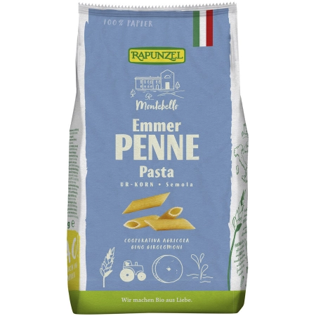 Nudeln aus Ur-Korn, Rapunzel - Bio Emmer-Penne Semola - 500g