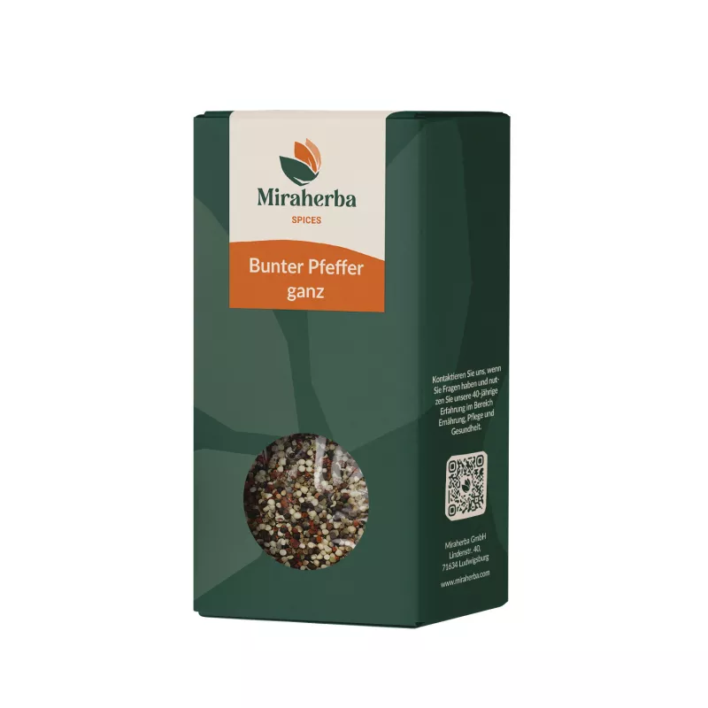 Miraherba - Bio Pfeffer bunt ganz - 100g Nachfüller
