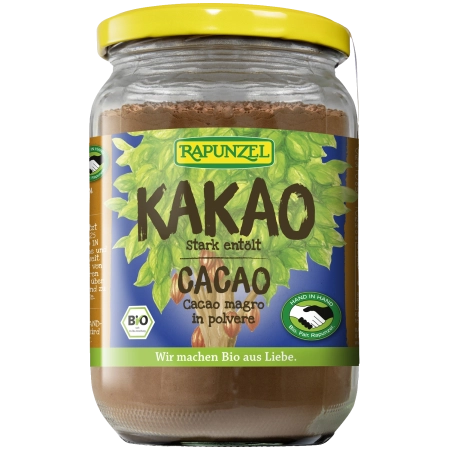 100% Kakao ohne Zucker, Rapunzel - Kakaopulver stark entölt - 250g