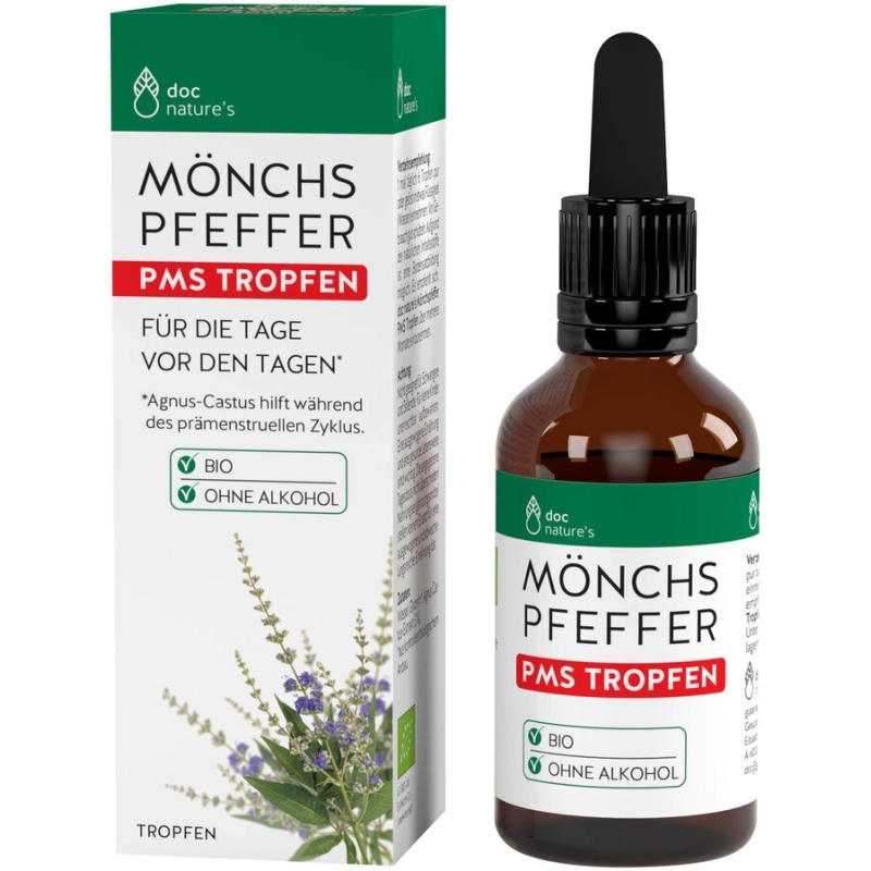 doc nature's - Gotas de pimienta de monje para el síndrome premenstrual (SPM) ORGÁNICAS - 30 ml